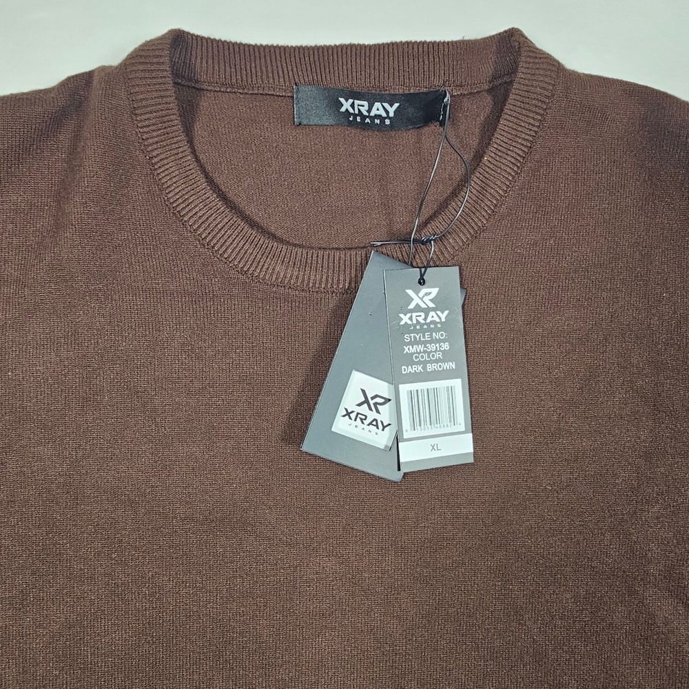 XRAY JEANS Men's‎ Dark Brown Crew Neck Long Sleeve Sweater XL - Picture 3 of 4